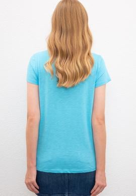 Kadın Turkuaz Bisiklet Yaka T-Shirt - 50219882048