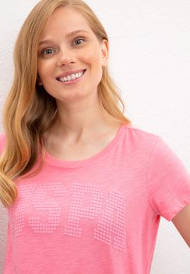 Kadın Pembe Bisiklet Yaka T-Shirt - 50219882069