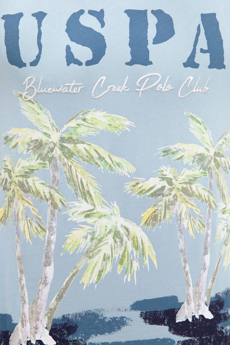 Erkek Açık İndigo Bisiklet Yaka T-Shirt - 50220549016