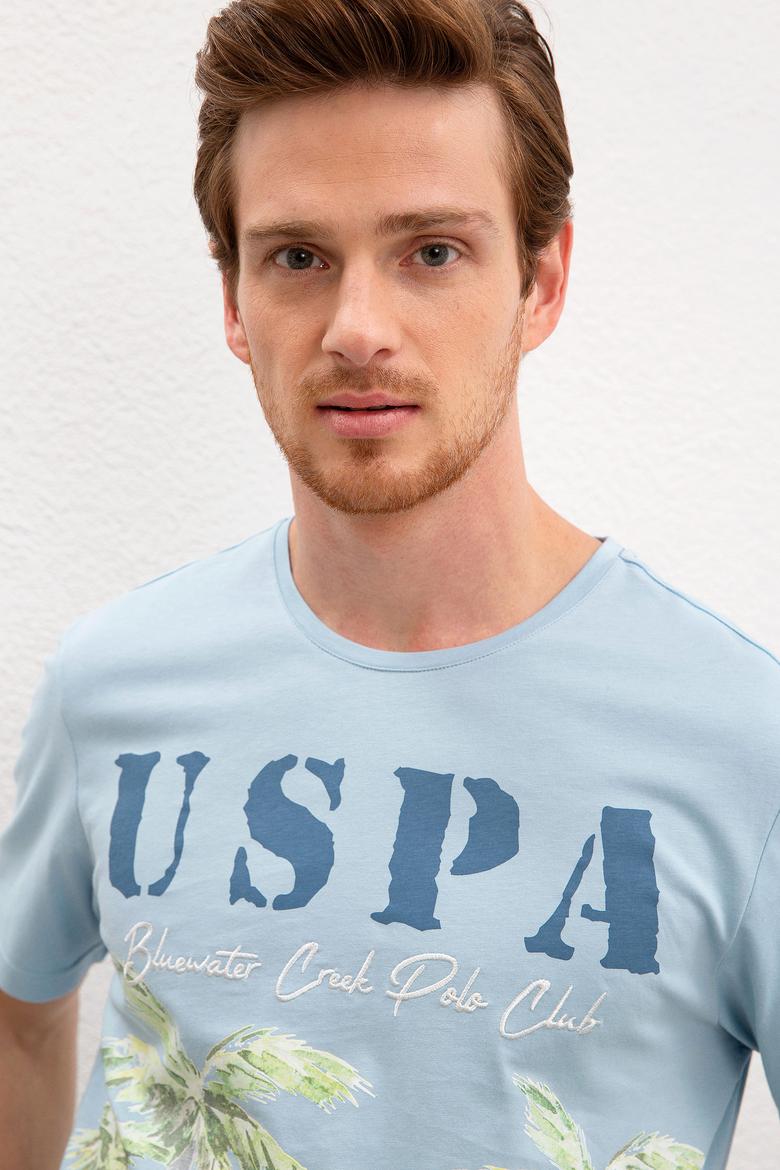 Erkek Açık İndigo Bisiklet Yaka T-Shirt - 50220549016