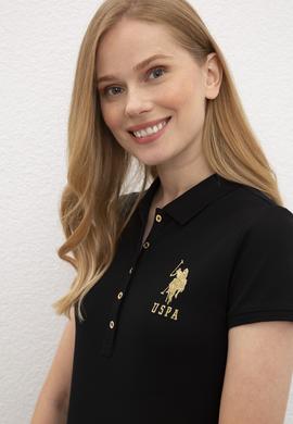 Kadın Siyah Polo Yaka T-Shirt Basic - 50220971049