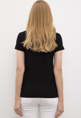 Kadın Siyah Polo Yaka T-Shirt Basic - 50220971049