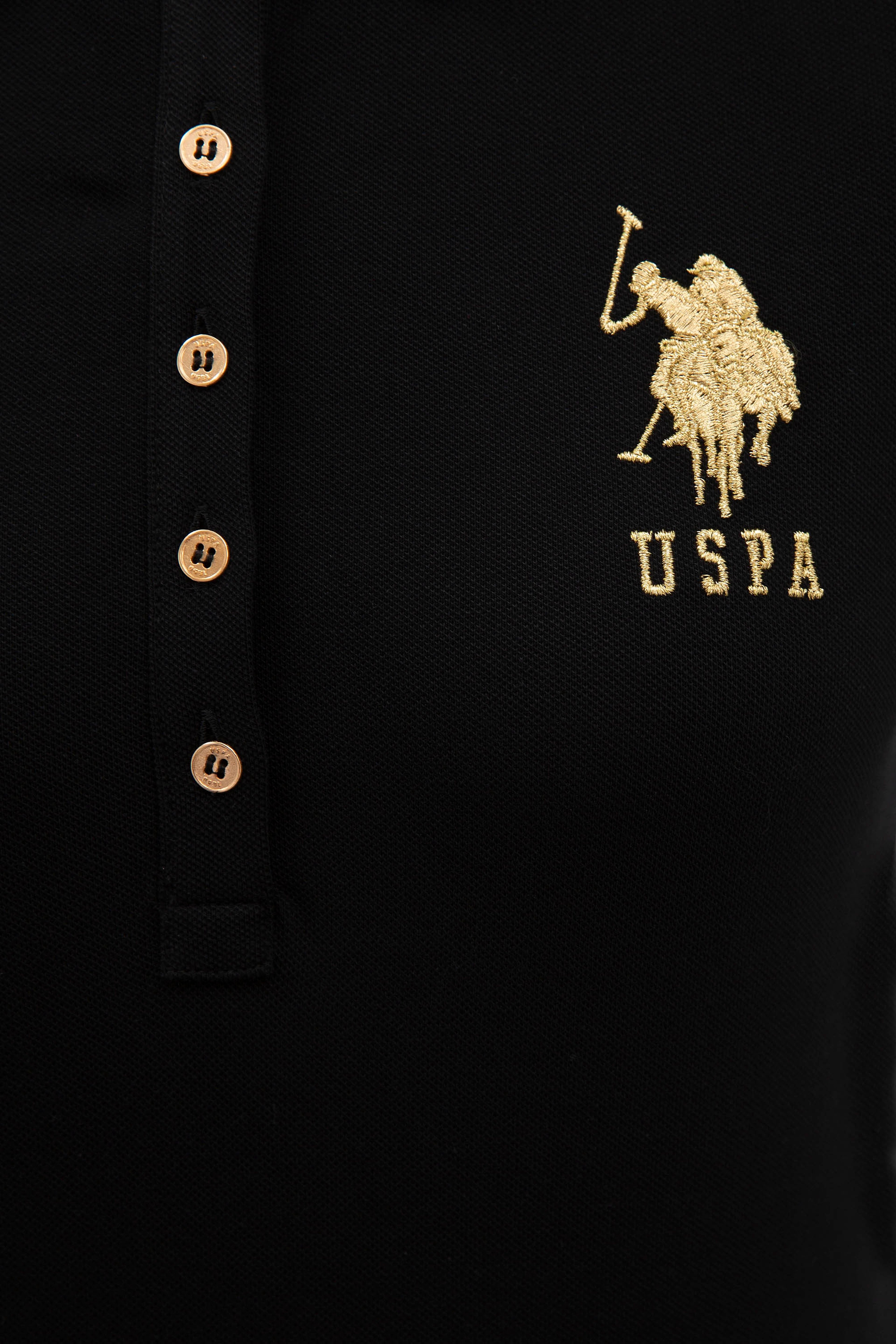 Kadın Siyah Polo Yaka T-Shirt Basic - Image 5