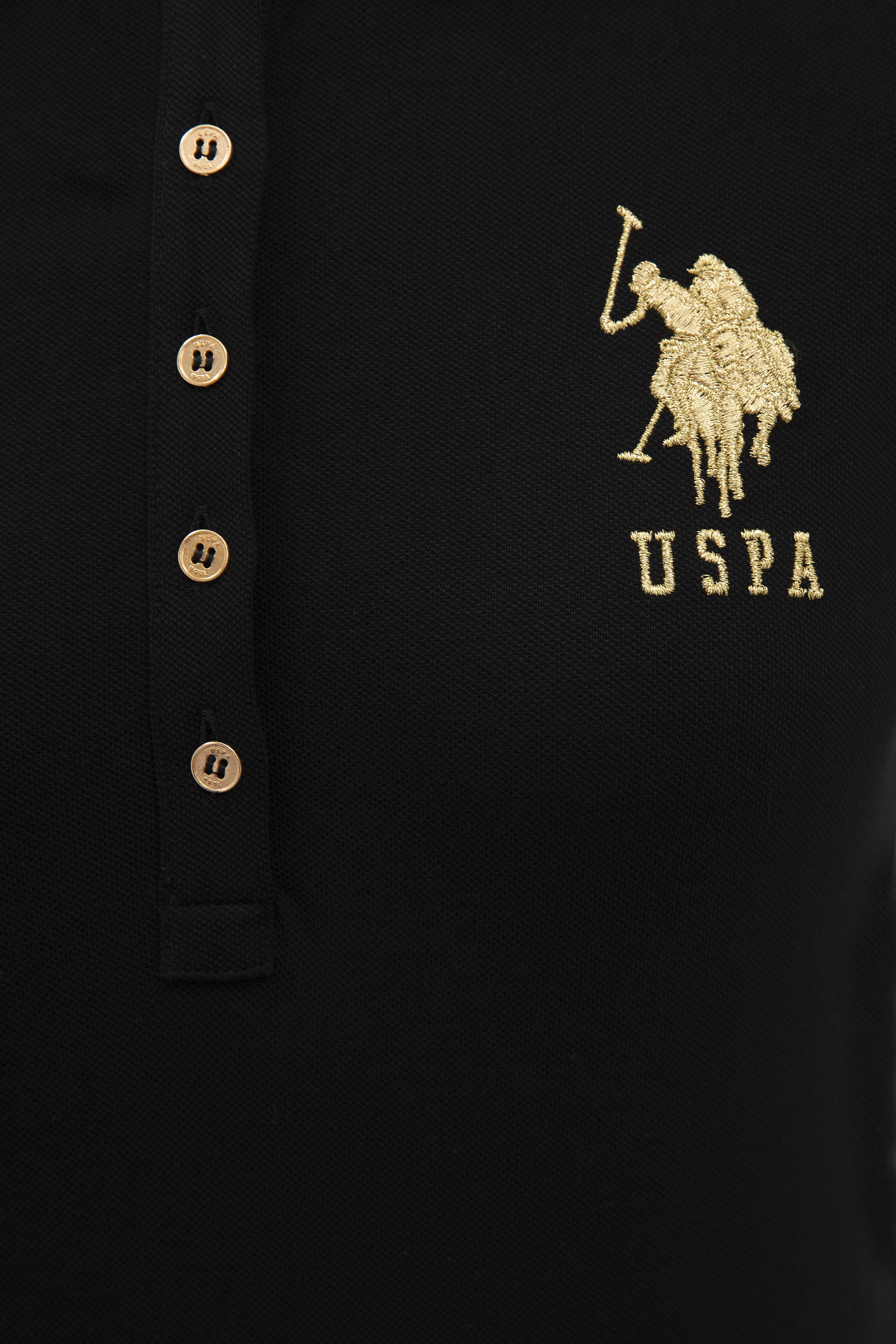 Kadın Siyah Polo Yaka T-Shirt Basic