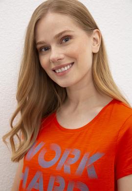 Kadın Kırmızı Bisiklet Yaka T-Shirt - 50222007007