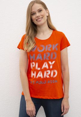 Kadın Kırmızı Bisiklet Yaka T-Shirt - 50222007007