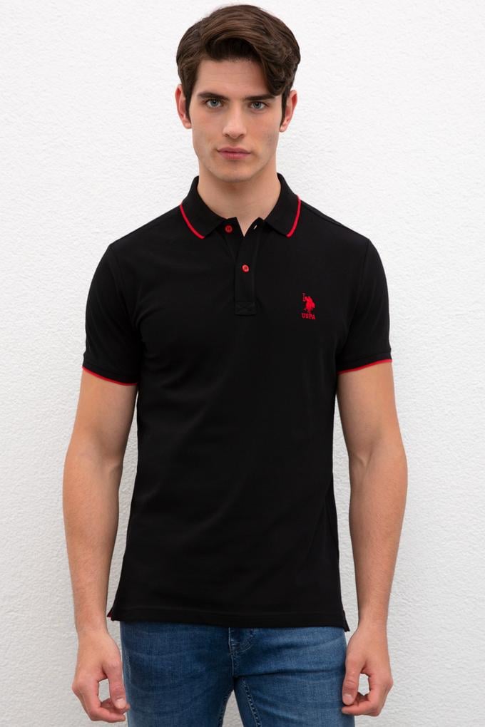 Erkek Siyah Polo Yaka T-Shirt Basic