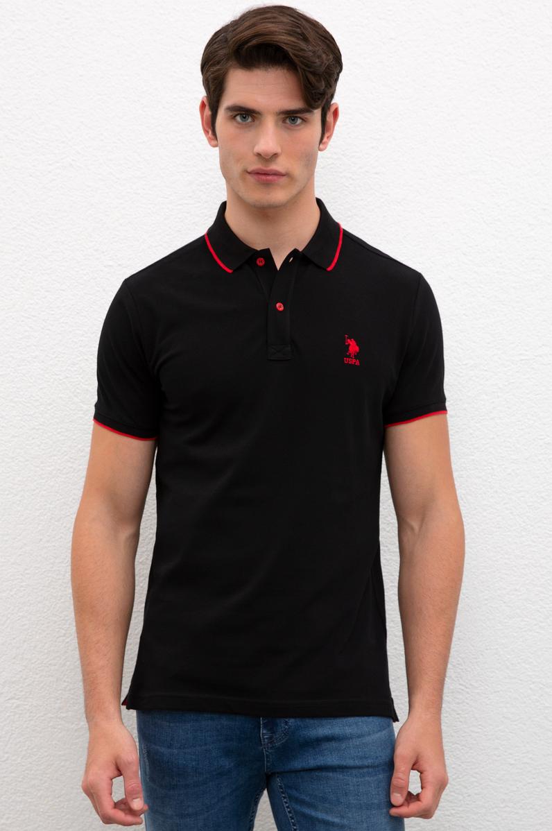 Erkek Siyah Polo Yaka T-Shirt Basic