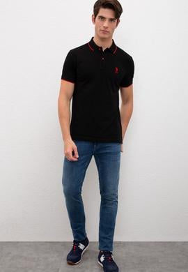 Erkek Siyah Polo Yaka T-Shirt Basic - 50222592021