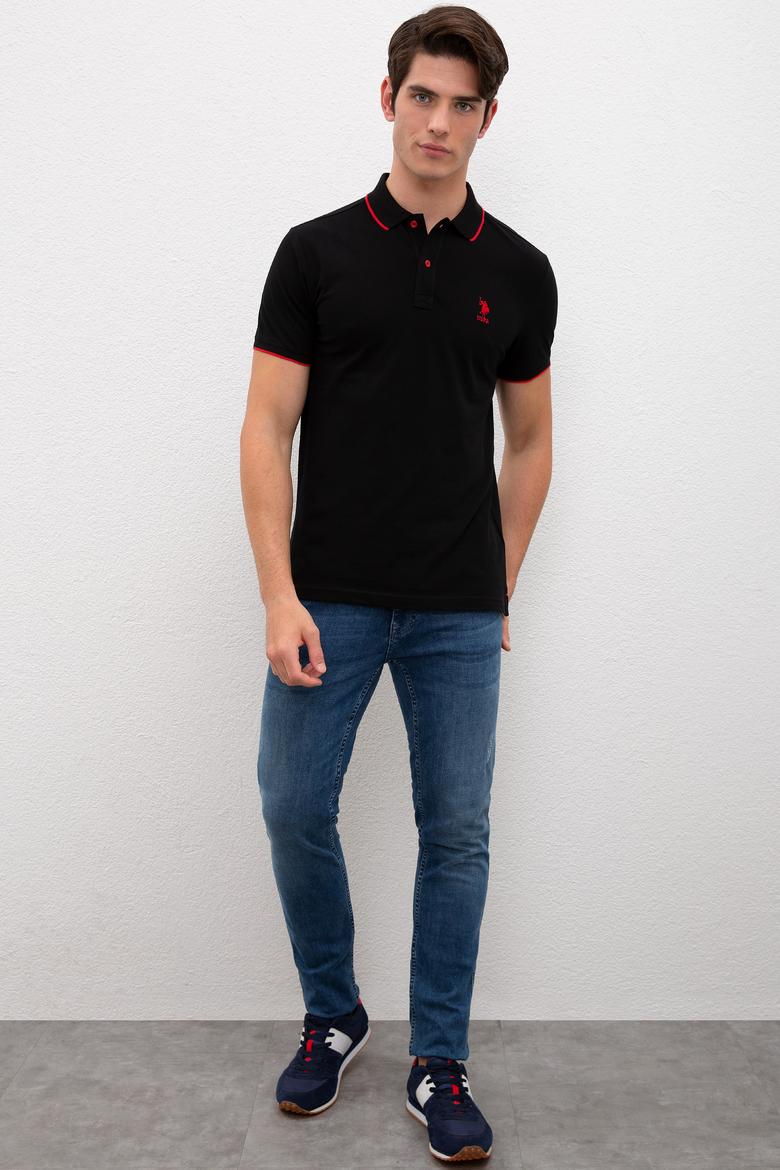Erkek Siyah Polo Yaka T-Shirt Basic - 50222592021