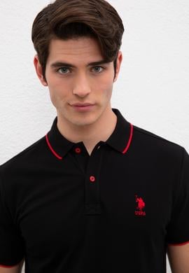 Erkek Siyah Polo Yaka T-Shirt Basic - 50222592021