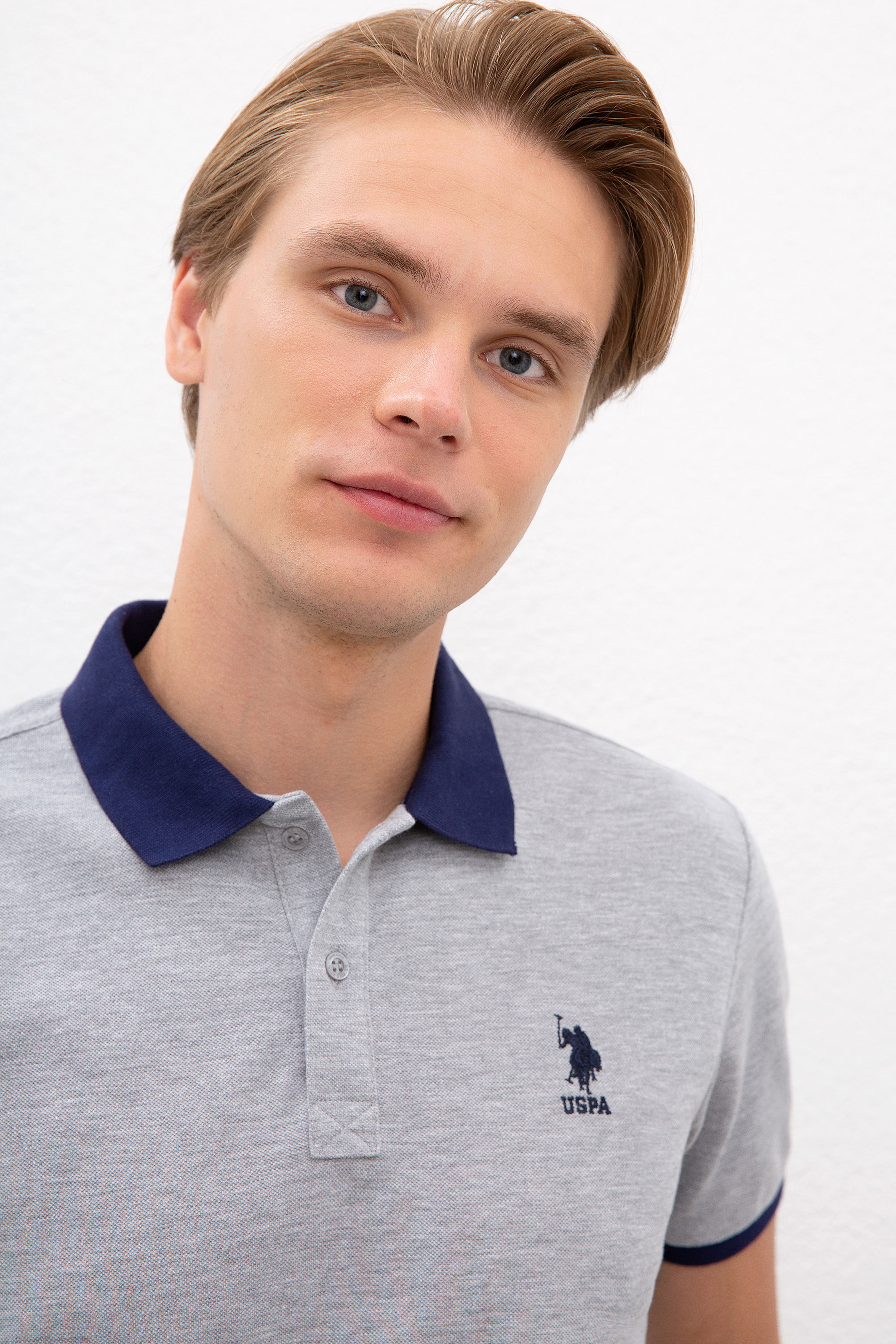 Erkek Gri Melanj Polo Yaka T-Shirt