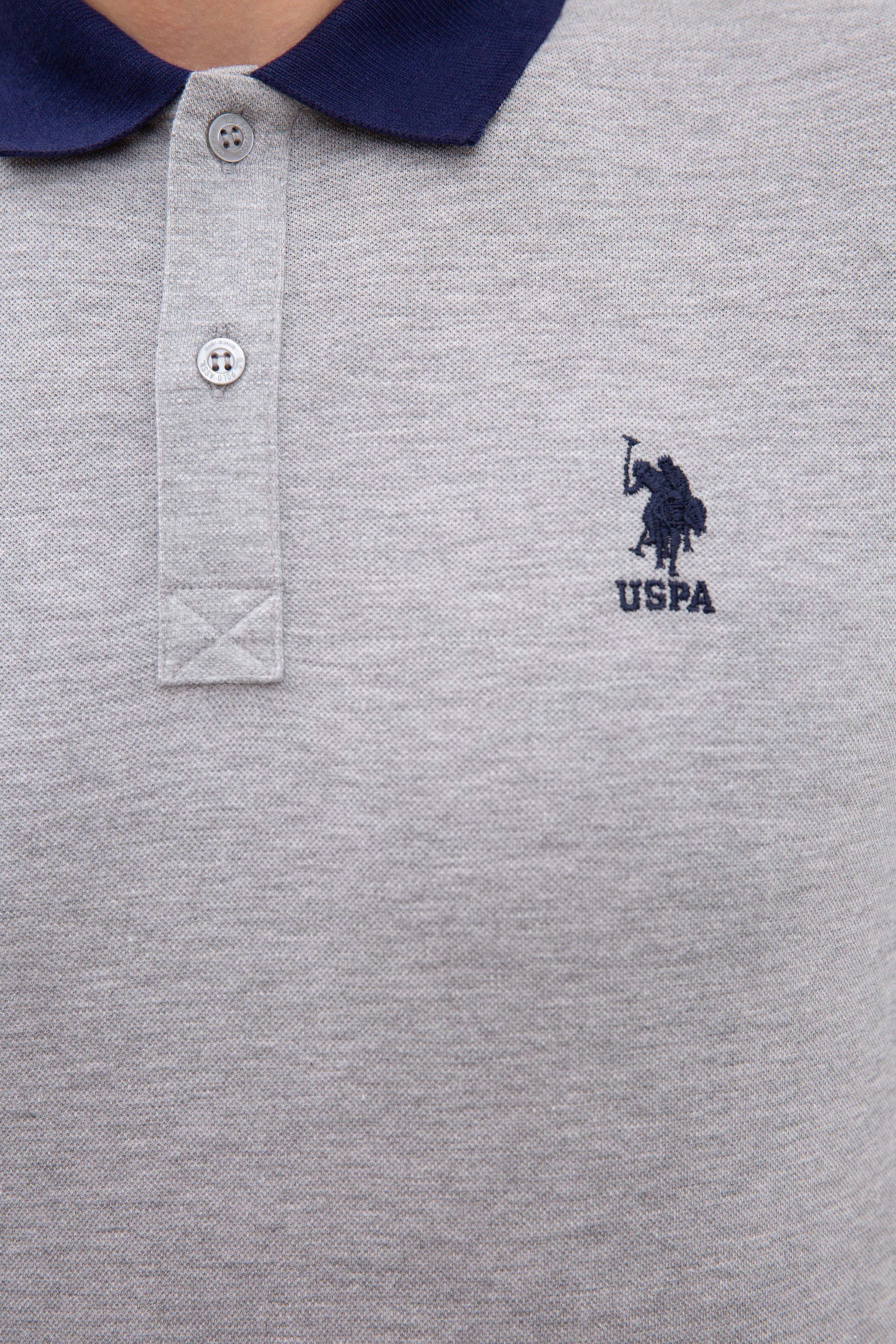 Erkek Gri Melanj Polo Yaka T-Shirt - Image 5
