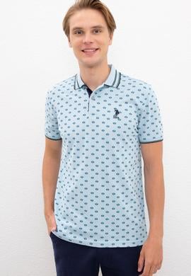 Erkek Açık İndigo Polo Yaka Tişört - 50219257035