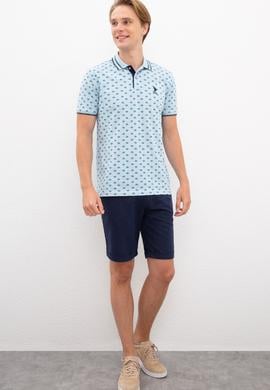 Erkek Açık İndigo Polo Yaka Tişört - 50219257035