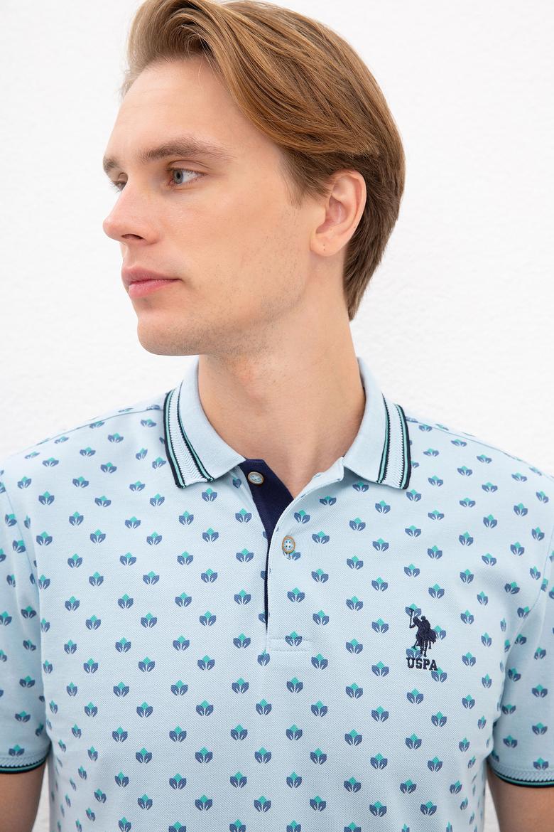 Erkek Açık İndigo Polo Yaka Tişört - 50219257035