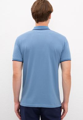 Erkek İndigo Polo Yaka T-Shirt Basic - 50222592042