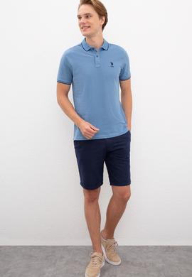 Erkek İndigo Polo Yaka T-Shirt Basic - 50222592042