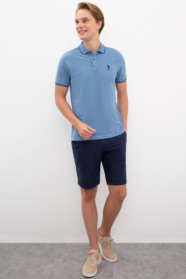 Erkek İndigo Polo Yaka T-Shirt Basic - 50222592042