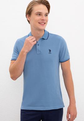 Erkek İndigo Polo Yaka T-Shirt Basic - 50222592042