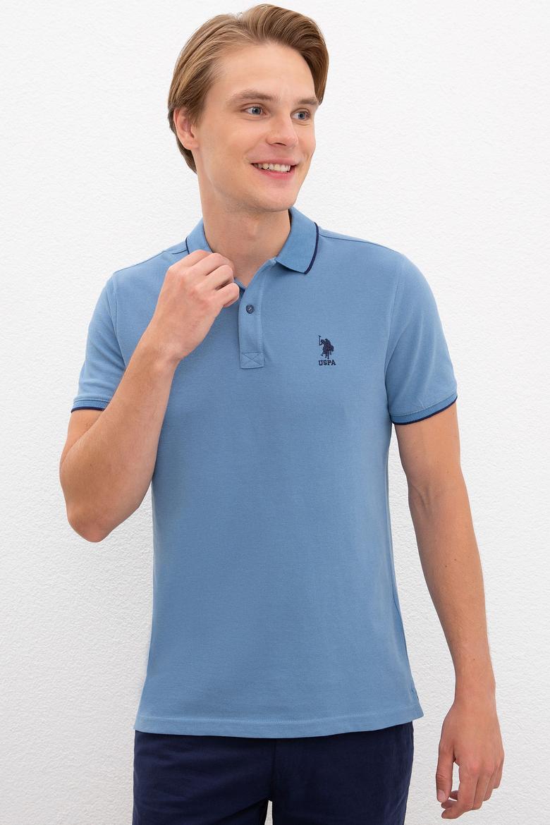 Erkek İndigo Polo Yaka T-Shirt Basic