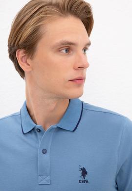 Erkek İndigo Polo Yaka T-Shirt Basic - 50222592042