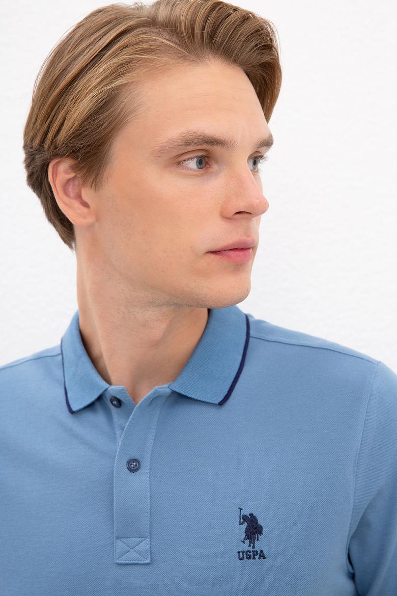 Erkek İndigo Polo Yaka T-Shirt Basic - 50222592042