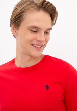 Erkek Kırmızı Bisiklet Yaka T-Shirt Basic - 50222609041