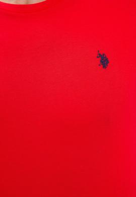 Erkek Kırmızı Bisiklet Yaka T-Shirt Basic - 50222609041