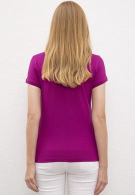 Kadın Mor Polo Yaka T-Shirt Basic - 50202680057