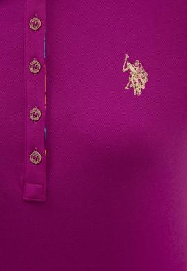 Kadın Mor Polo Yaka T-Shirt Basic - 50202680057