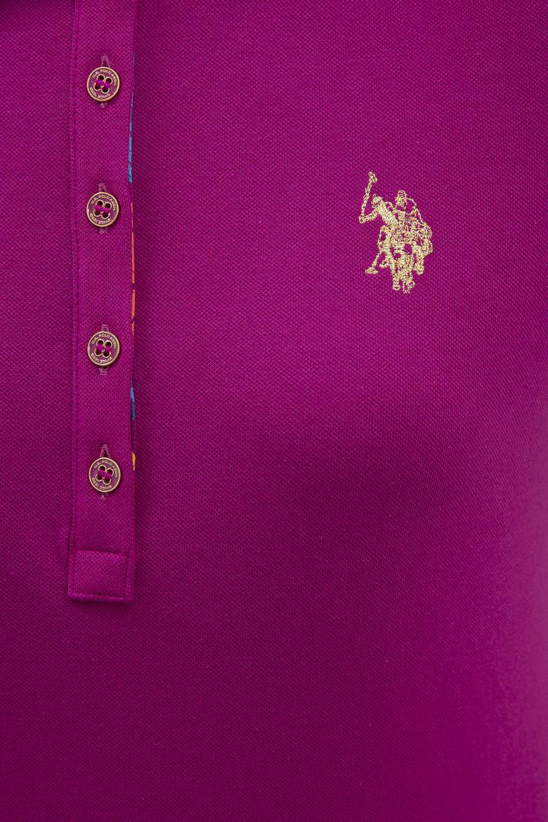 Kadın Mor Polo Yaka T-Shirt Basic - 50202680057