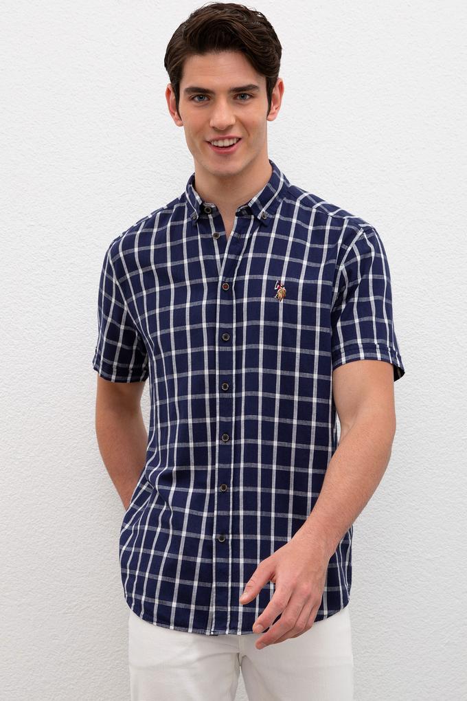 Erkek İndigo Gömlek Kısakol