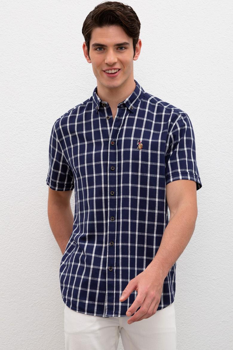 Erkek İndigo Gömlek Kısakol