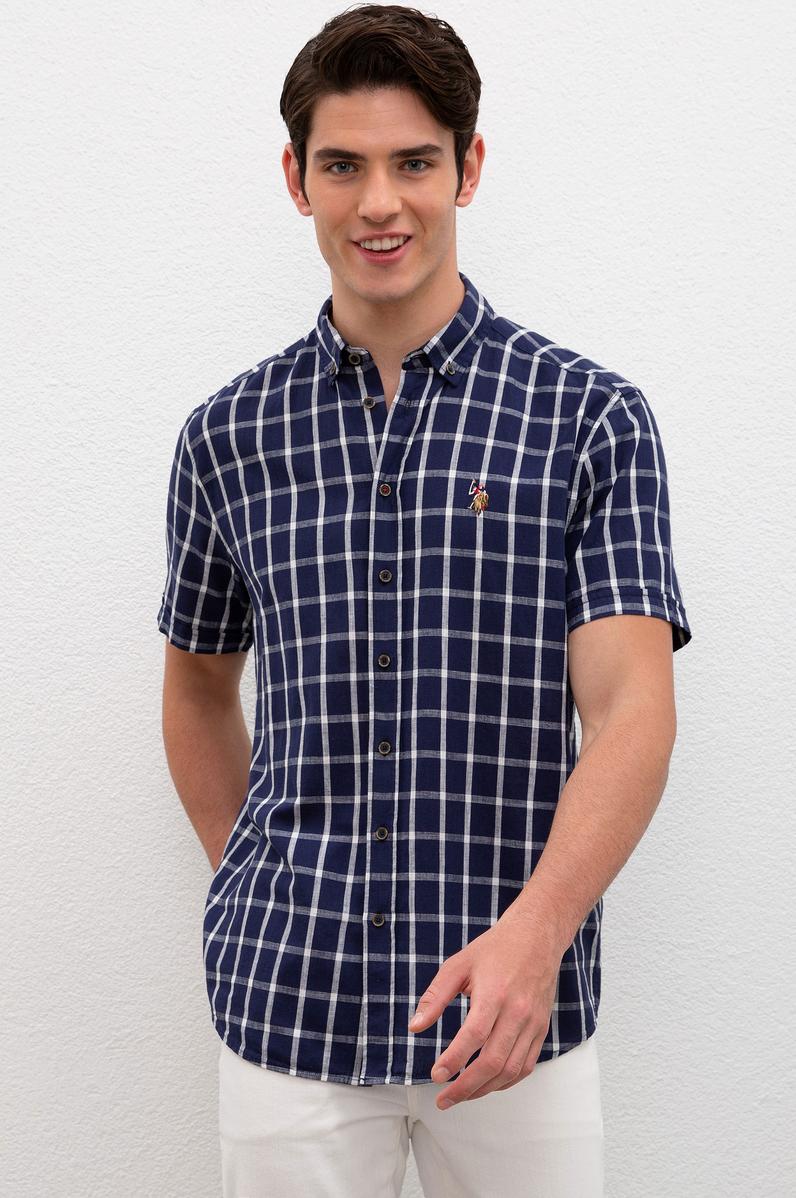 Erkek İndigo Gömlek Kısakol