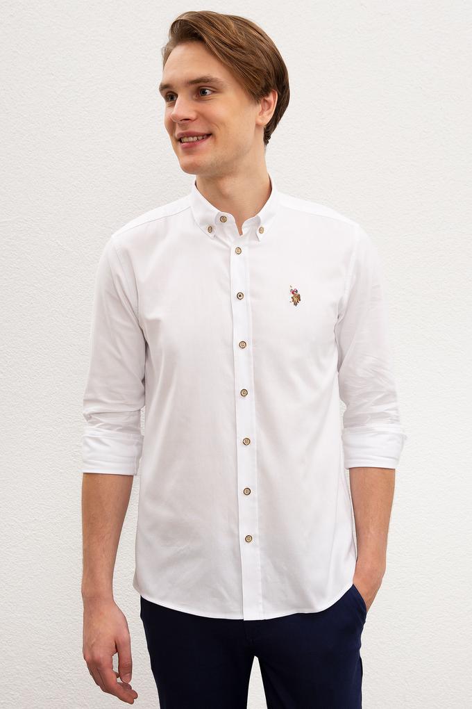 Erkek Beyaz Gömlek Uzunkol Basic