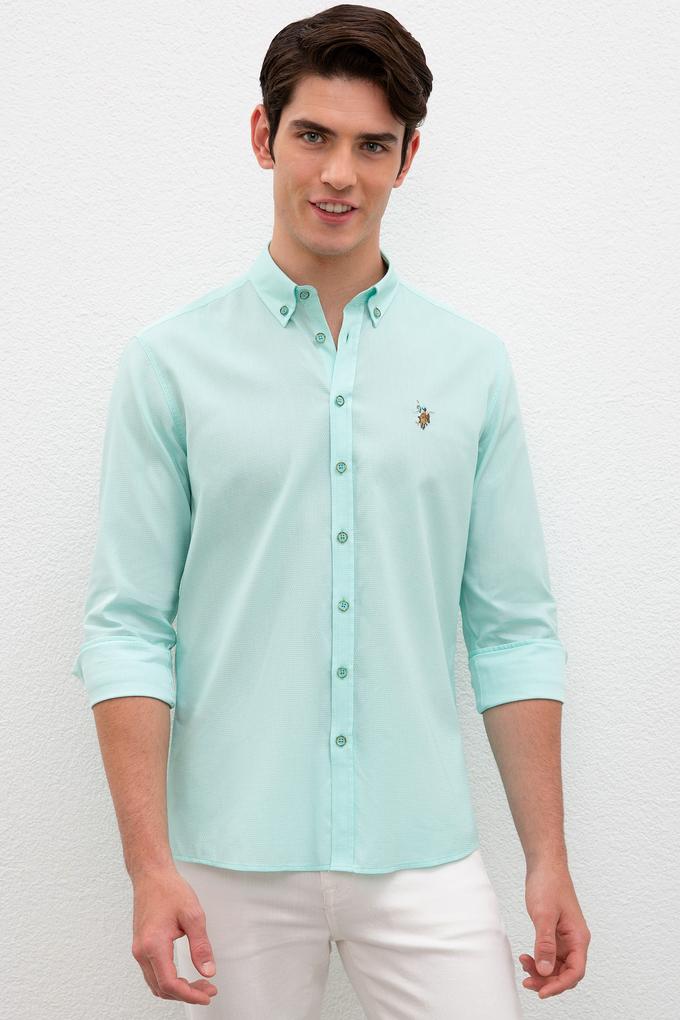 Erkek Yeşil Gömlek Uzunkol Basic
