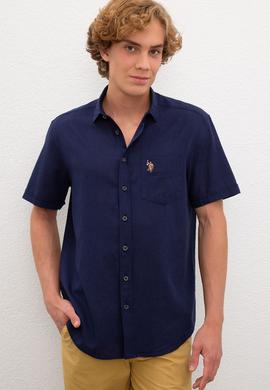 Erkek Lacivert Gömlek Kısakol - 50218909003