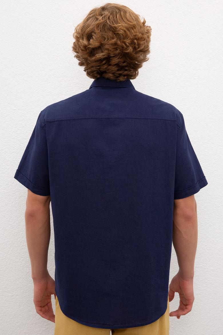 Erkek Lacivert Gömlek Kısakol - 50218909003