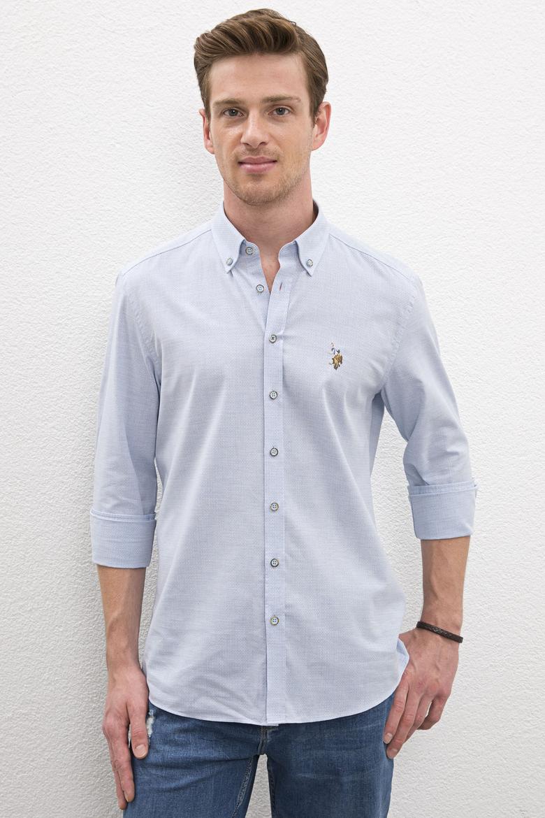 Erkek Mavi Gömlek Uzunkol