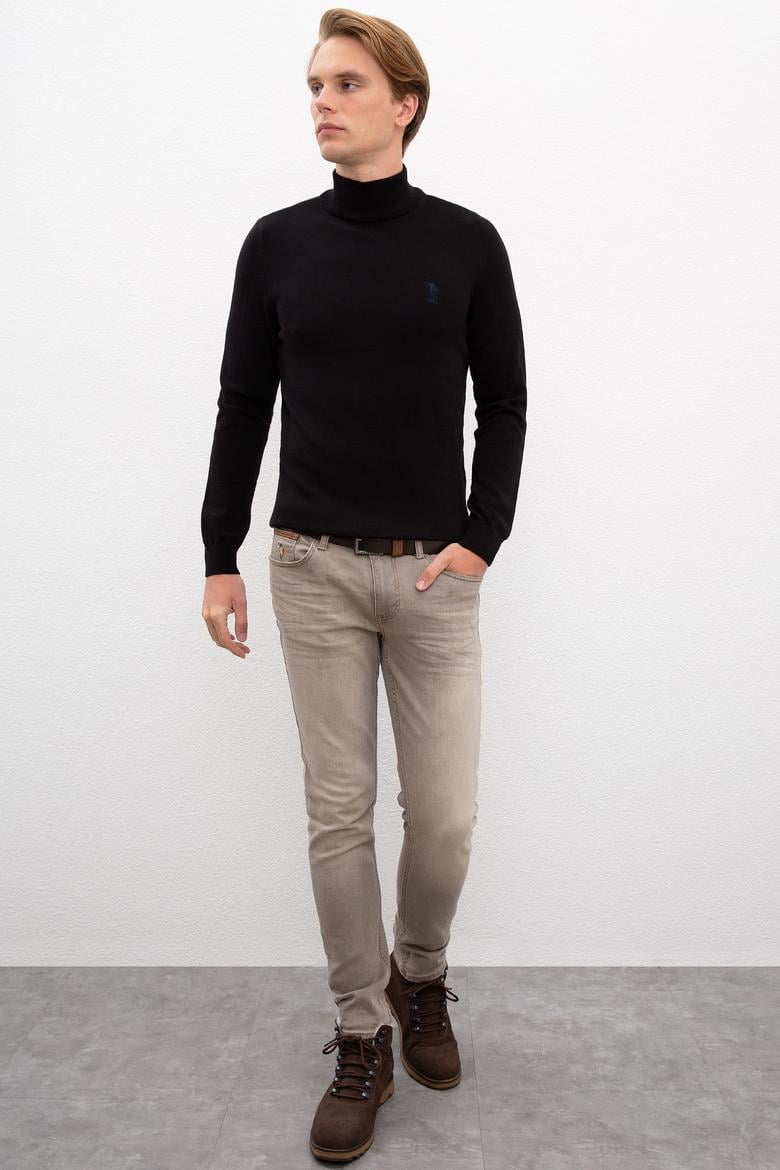 Erkek Siyah Balıkçı Yaka Triko Kazak Basic - 50224889027