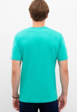 Erkek Yeşil Basic Bisiklet Yaka Tişört - 50216452055