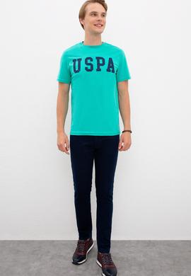 Erkek Yeşil Basic Bisiklet Yaka Tişört - 50216452055