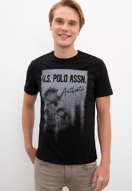 Erkek Siyah Bisiklet Yaka T-Shirt - 50218012021