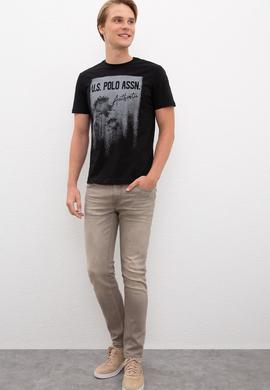 Erkek Siyah Bisiklet Yaka T-Shirt - 50218012021