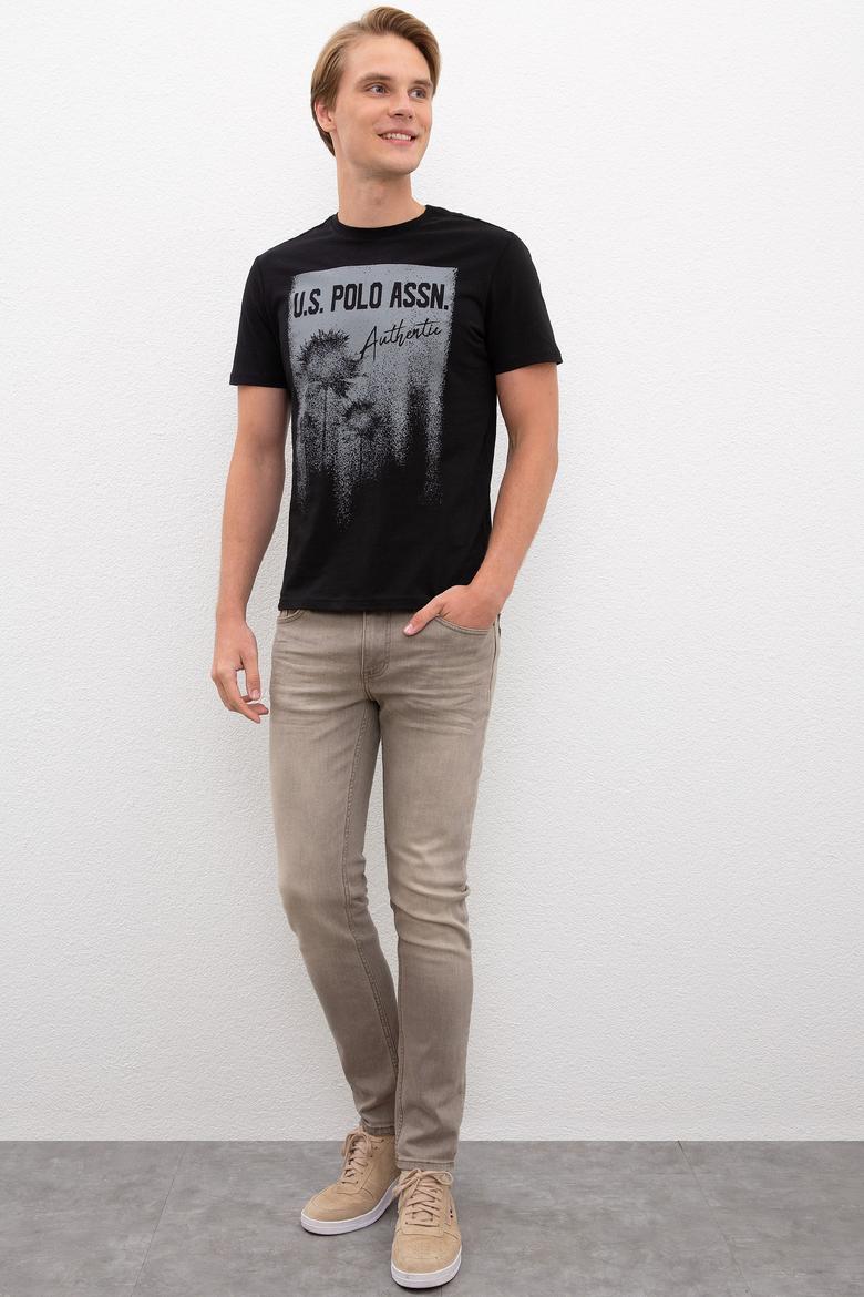 Erkek Siyah Bisiklet Yaka T-Shirt - 50218012021