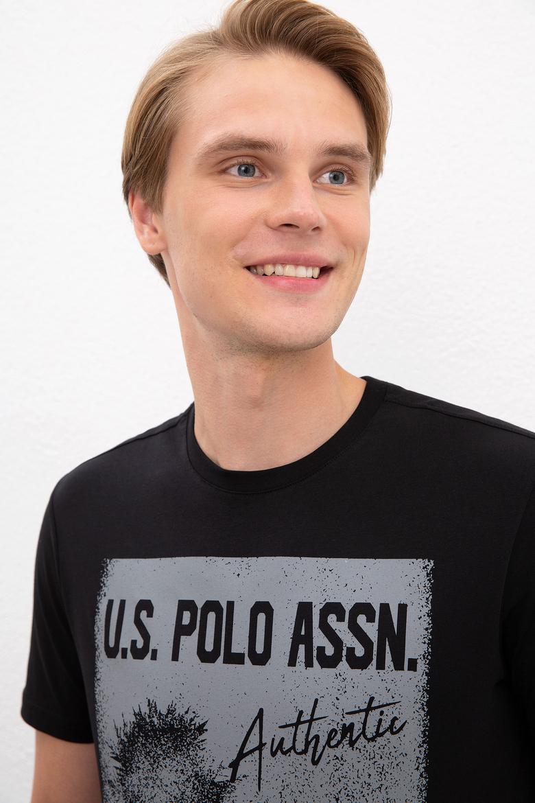 Erkek Siyah Bisiklet Yaka T-Shirt - 50218012021