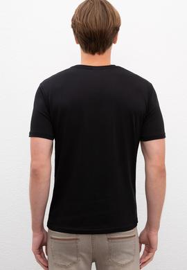 Erkek Siyah Bisiklet Yaka T-Shirt - 50218012021