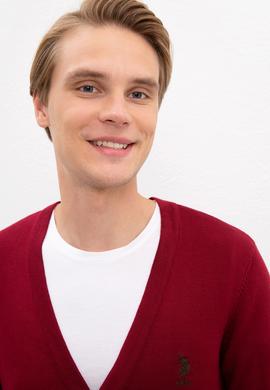 Erkek Bordo  Triko Hırka Basic - 50206757038