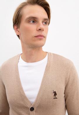 Erkek Camel Melanj  Triko Hırka Basic - 50206757027